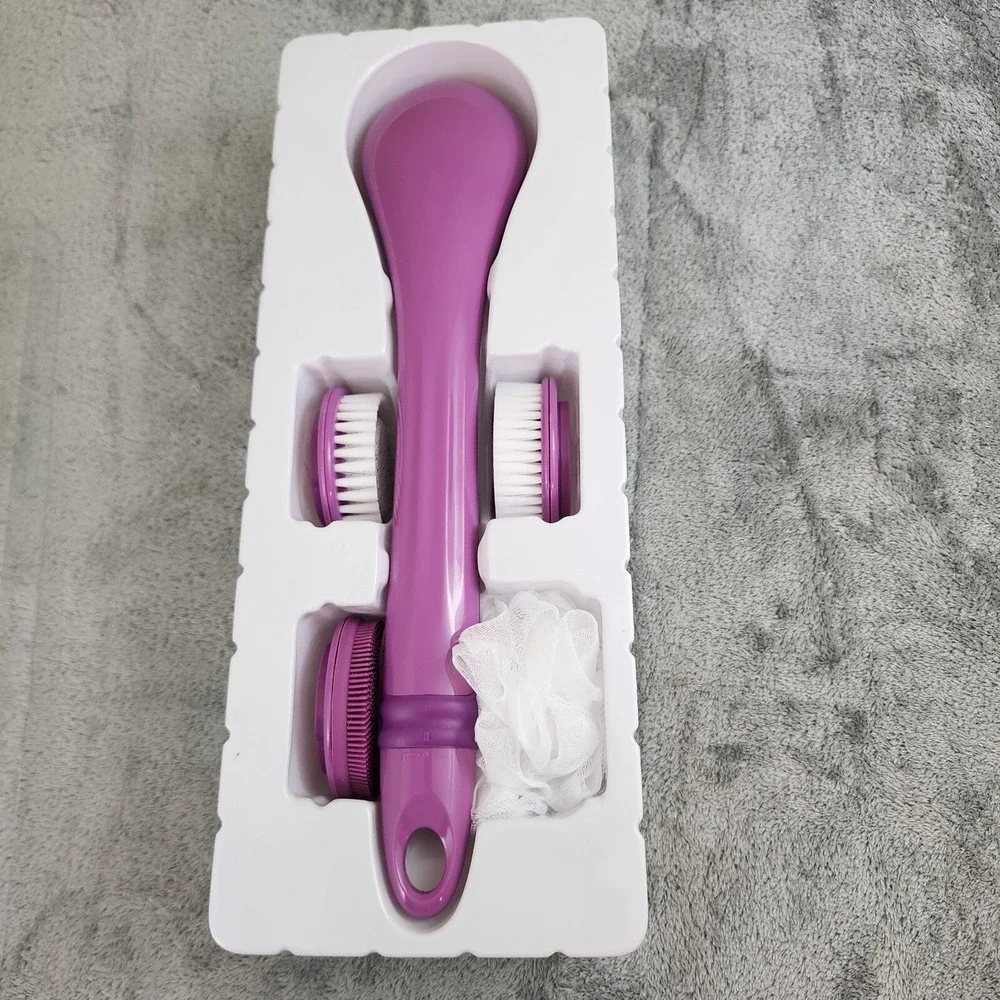 Blushly Cleansing & Exfoliating Body Brush with (4) Brush Heads - PURPLE - Picture 2 of 5